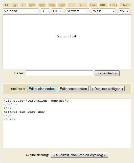 Wysiwyg-Editor mit Quelltexteditor
