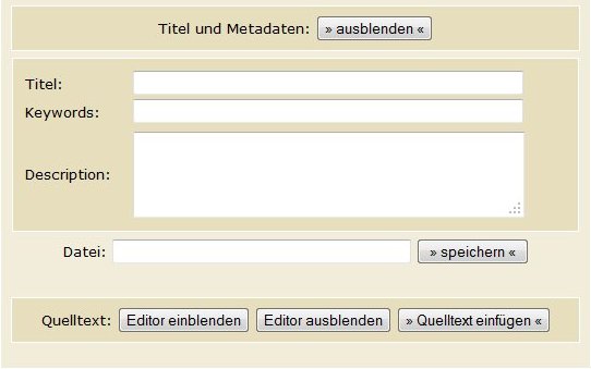 Wysiwyg-Editor mit Formular fr Titel und Metadaten